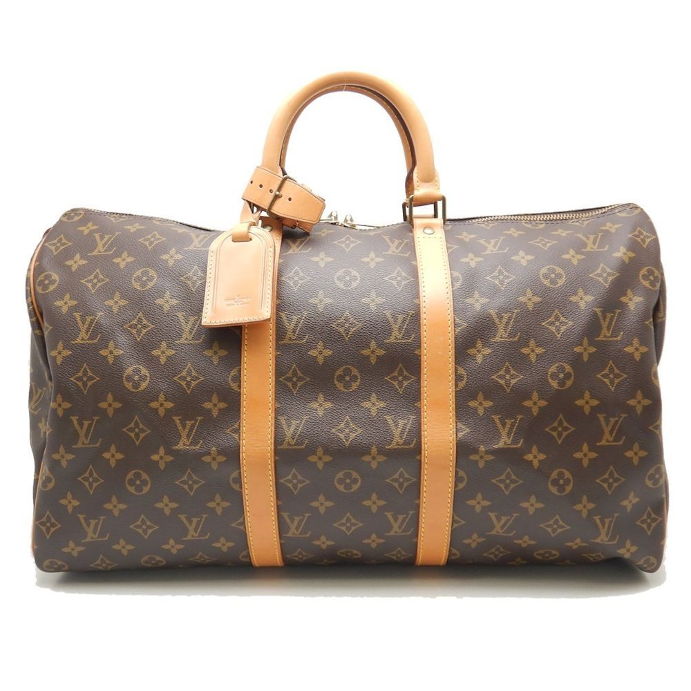 Louis Vuitton Monogram Keepall 50 Shoulder Bag Brown